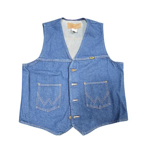 Wrangler Other - Vintage Wrangler Denim Vest Mens Large Blue Authentic Western Made USA 90s